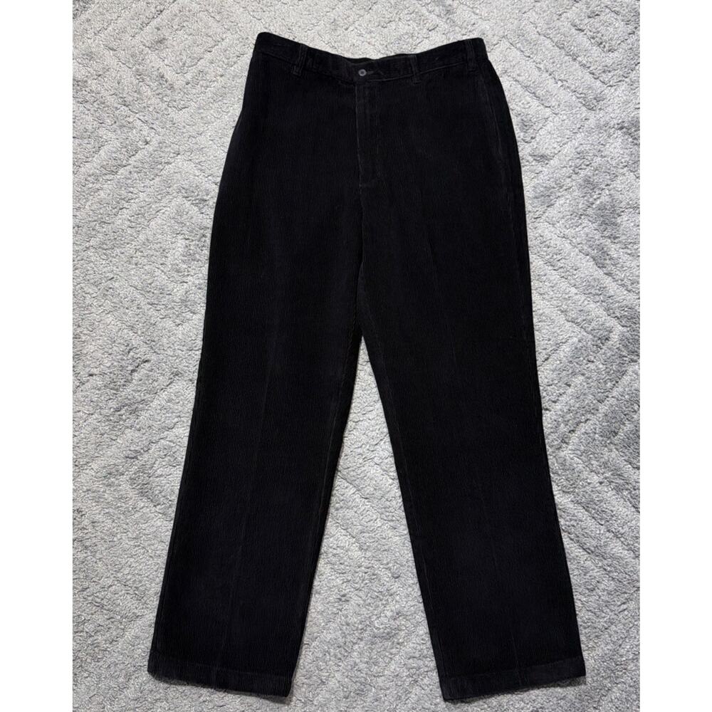 Club Room Men’s 34x29 Black Corduroy Pants 100% Cotton Flat Front